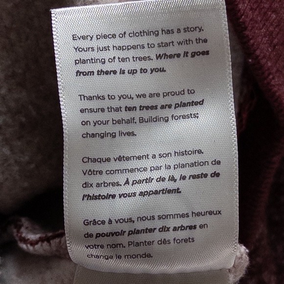 TenTree Hoodie Sweatshirt Womens Small Burgundy Heather Organic Cotton Eco Soft - Picture 9 of 9